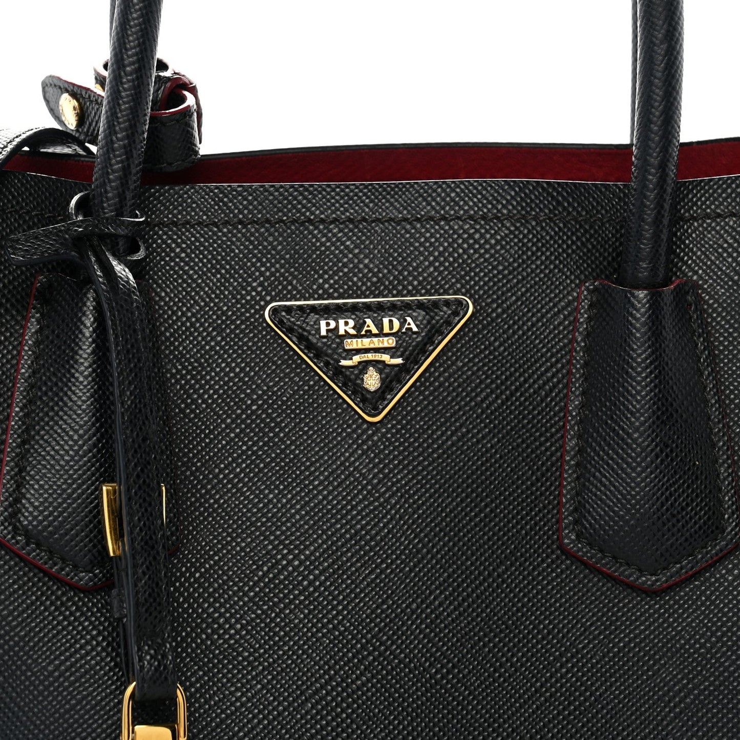 Saffiano Cuir Small Double Bag Black Fuoco