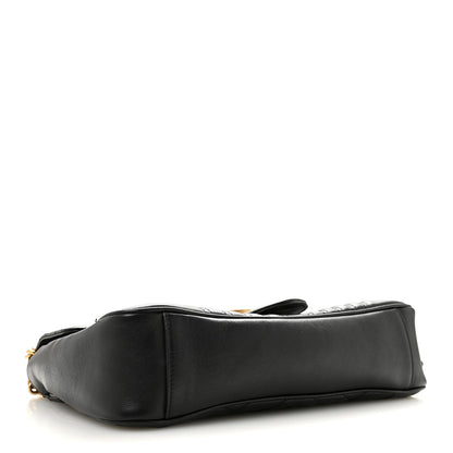 Calfskin Matelasse Medium GG Marmont Shoulder Bag Black