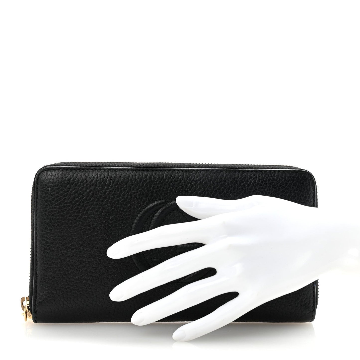Pebbled Calfskin Soho Zip Around Wallet Black