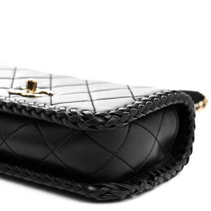 Lambskin Quilted Small Whipstitch Flap Bag Black