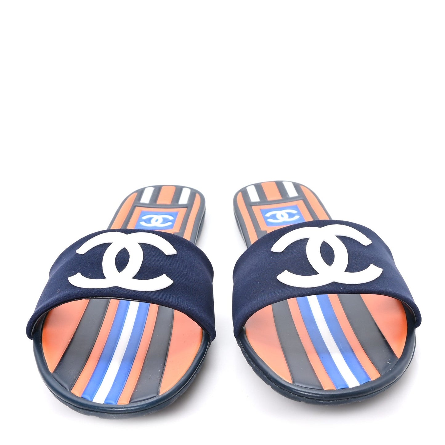 Rubber CC Mules Sandals  38  Dark Navy Blue Orange