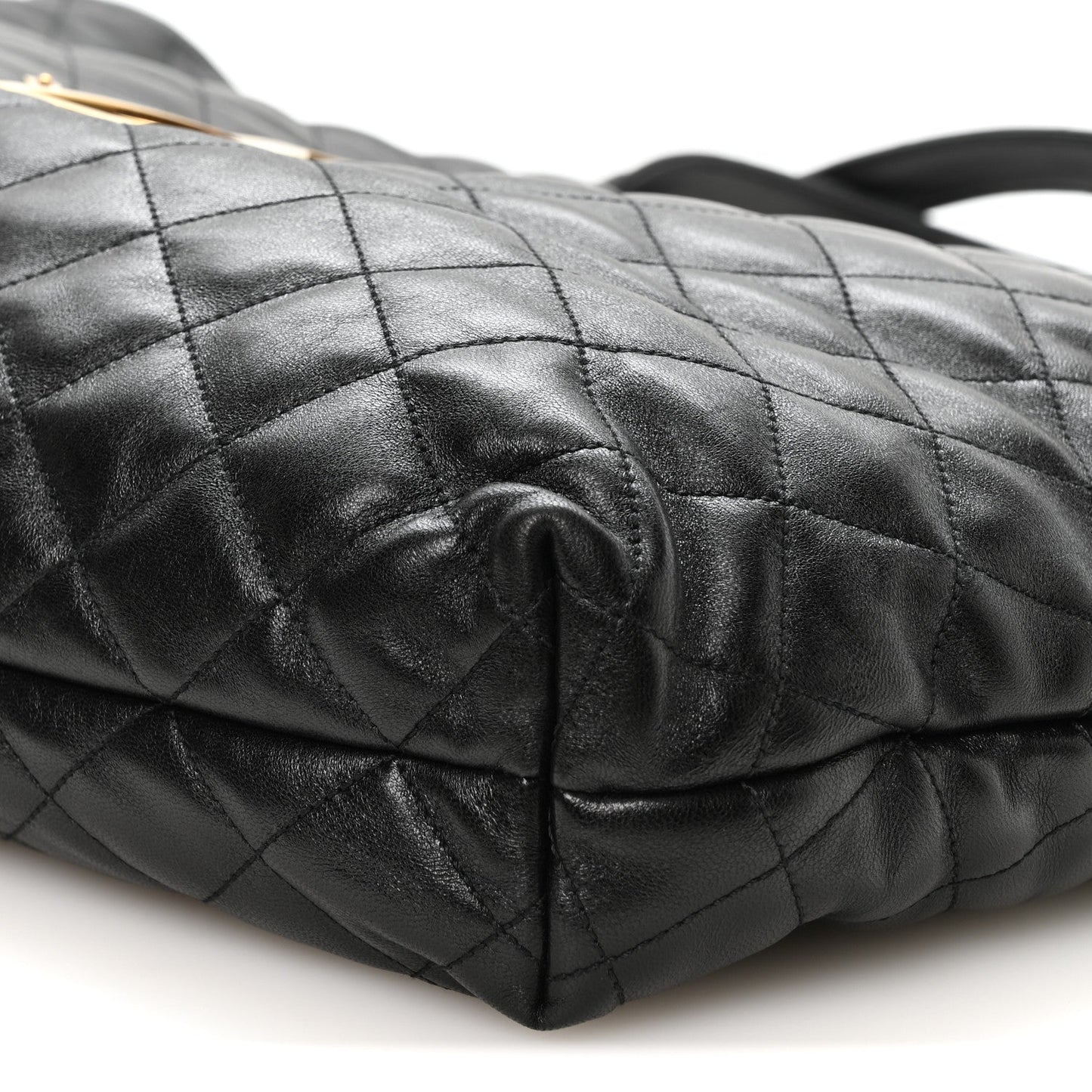 Lambskin Quilted Maxi Icare Shopping Tote Black