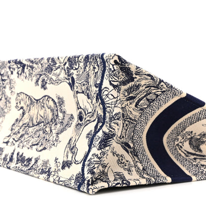 Canvas Embroidered Medium Dioriviera Toile De Jouy Book Tote Blue