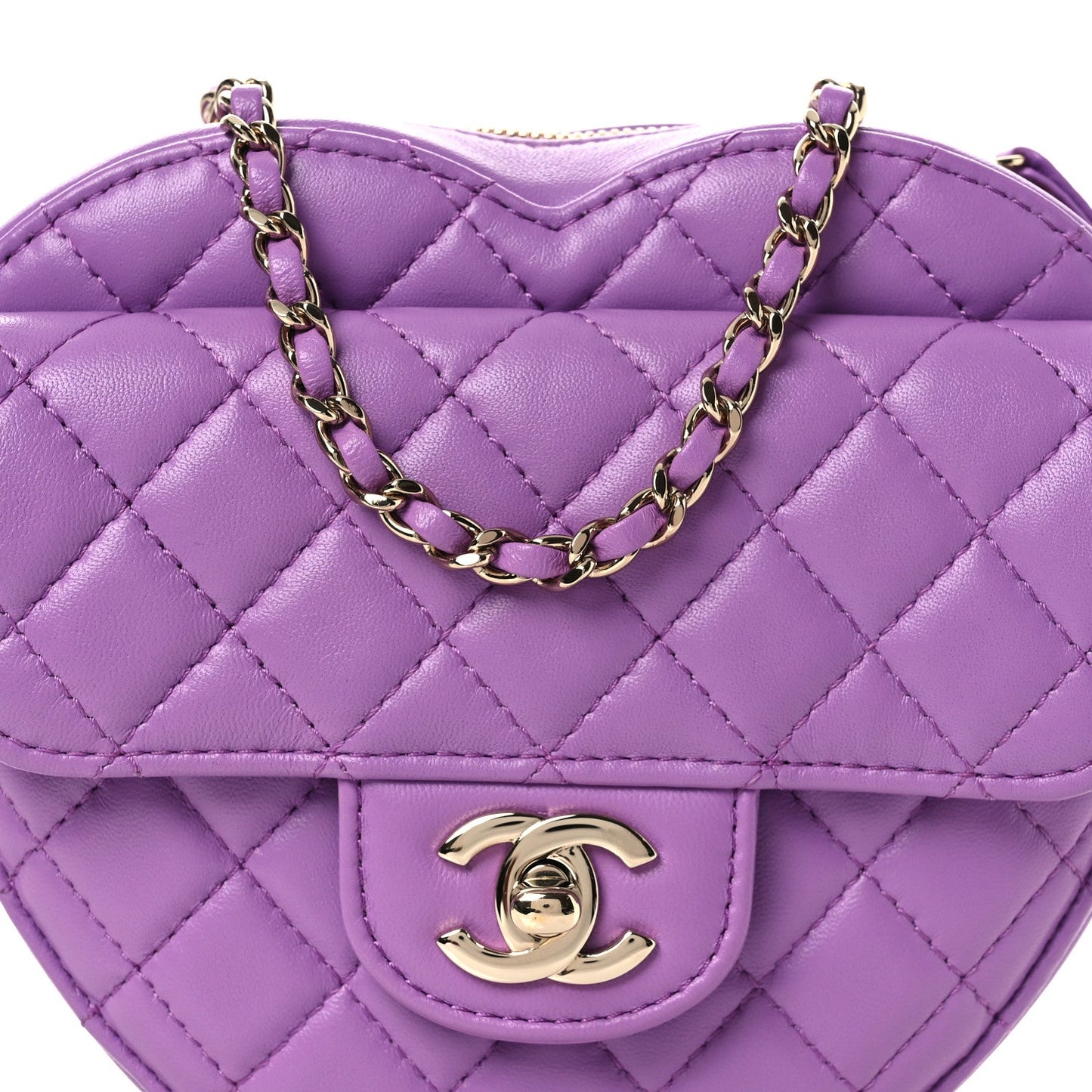 Lambskin Quilted CC In Love Heart Bag Purple