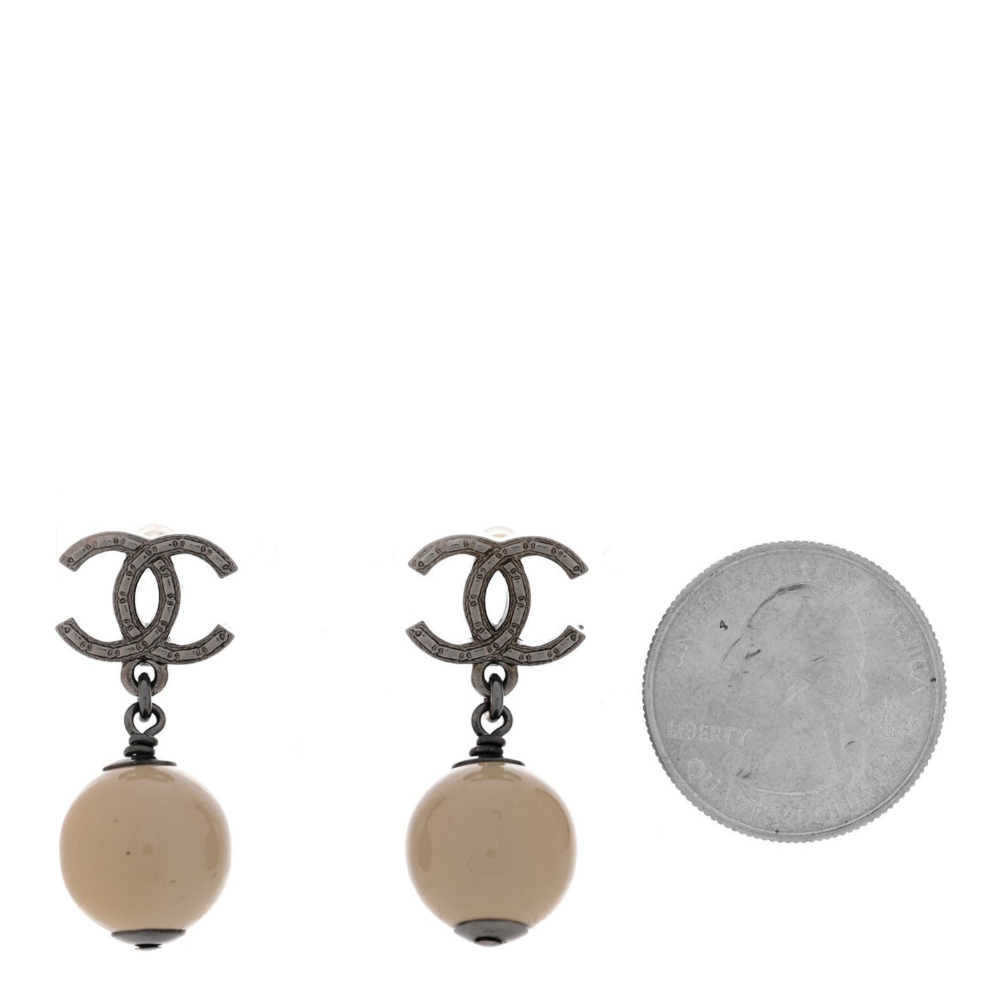 Crystal Bead CC Drop Earrings Ruthenium Grey
