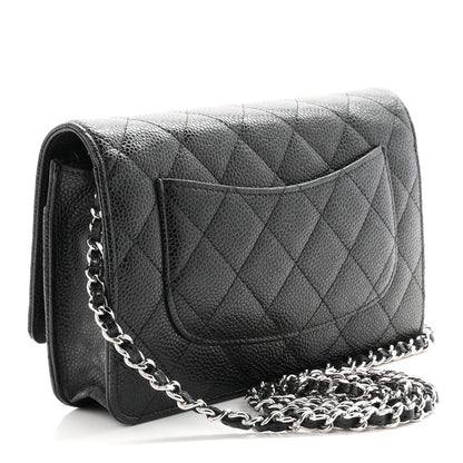 Caviar Quilted Wallet on Chain WOC Black
