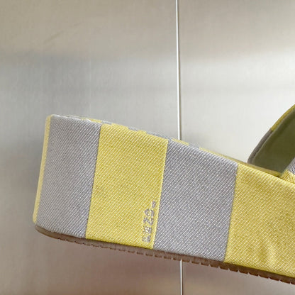 FF Sunshine 65 Yellow Grey Canvas Flatform Slide