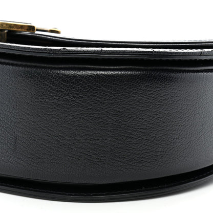 Shiny Calfskin Goatskin Quilted Medium Coco Curve Messenger Flap Black