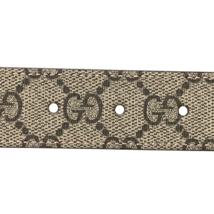 GG Supreme Monogram Plutone Calfskin Double G Reversible 30mm Belt 85 34 Beige Ebony Brown