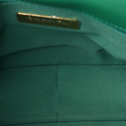 Lambskin Quilted Medium 19 Flap  Green