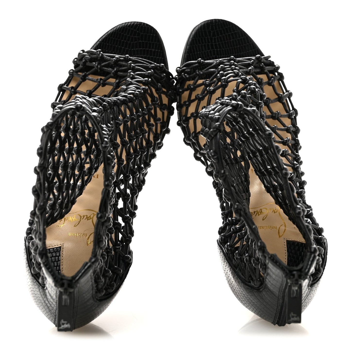 Nappa Lizard Embossed Corfou 100 Heel Sandals 36 Black