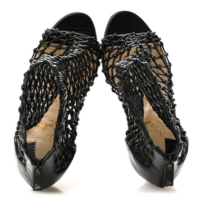Nappa Lizard Embossed Corfou 100 Heel Sandals 36 Black