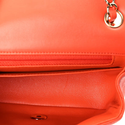 Lambskin Quilted Mini Square Flap Orange