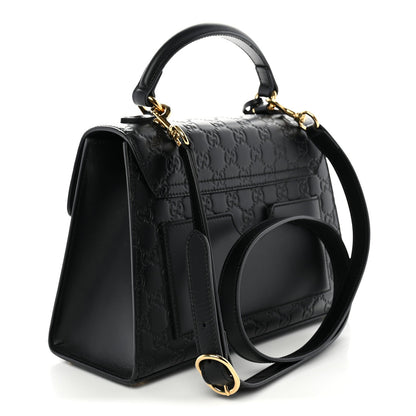 Guccissima Signature Small Padlock Top Handle Bag  Black