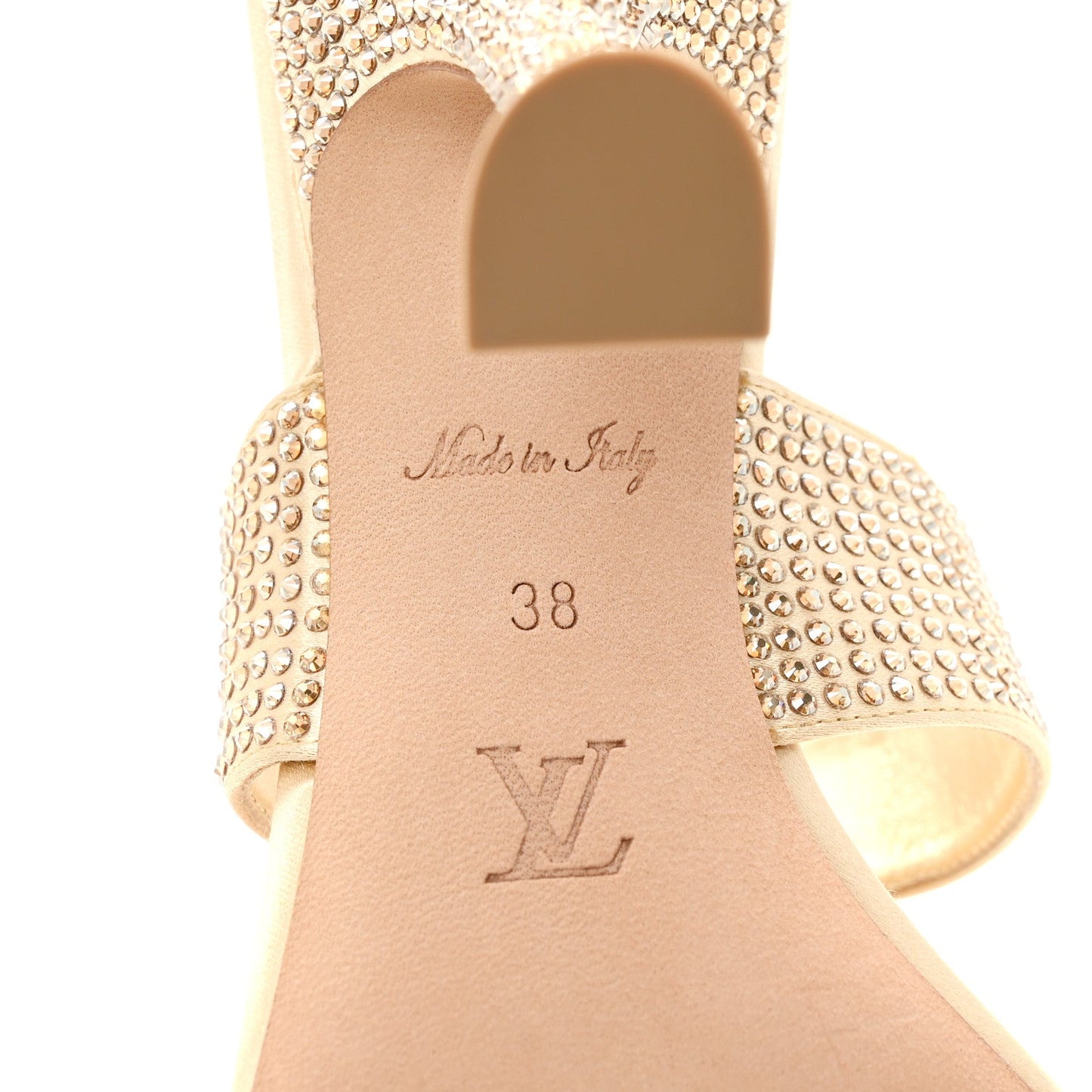 Satin Crystal Sparkle Mule 38 Gold