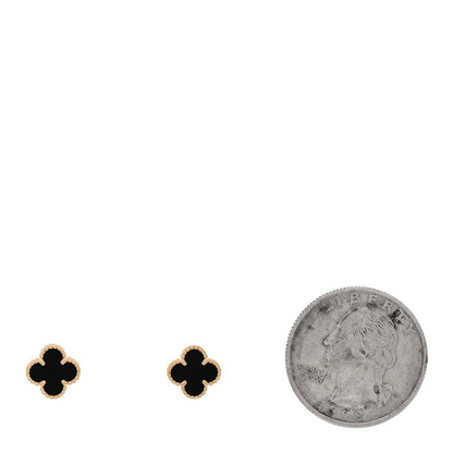 18K Yellow Gold Black Onyx Sweet Alhambra Earrings
