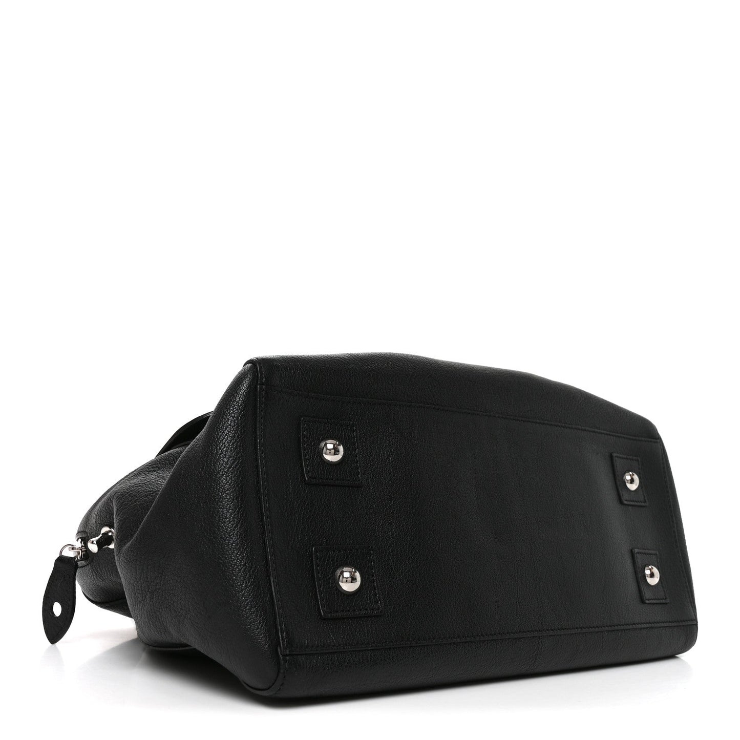 Glossy Goatskin Medium Del Rey Satchel Black