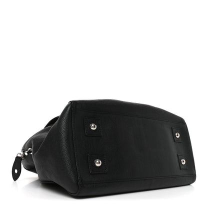 Glossy Goatskin Medium Del Rey Satchel Black
