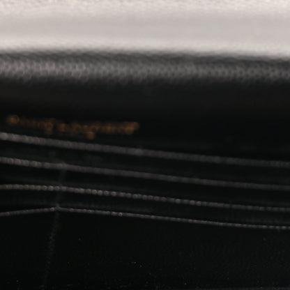 Grain De Poudre Matelasse Chevron Monogram Envelope Chain Wallet Black