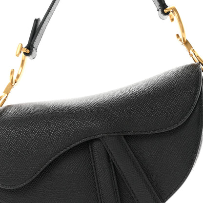 Grained Calfskin Mini Saddle Bag Black
