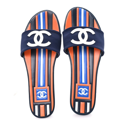 Rubber CC Mules Sandals  38  Dark Navy Blue Orange