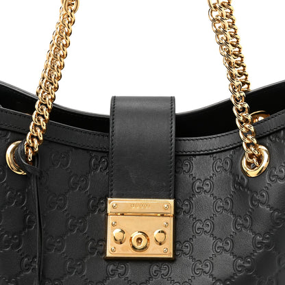Guccissima Medium Padlock Tote Black