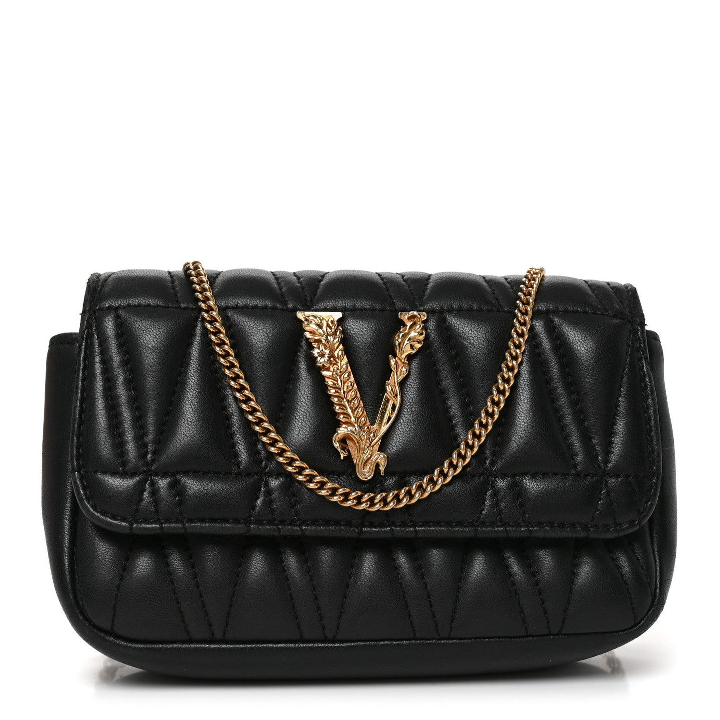 Nappa Quilted Virtus Evening Bag Black