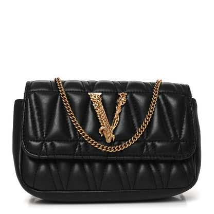 Nappa Quilted Virtus Evening Bag Black