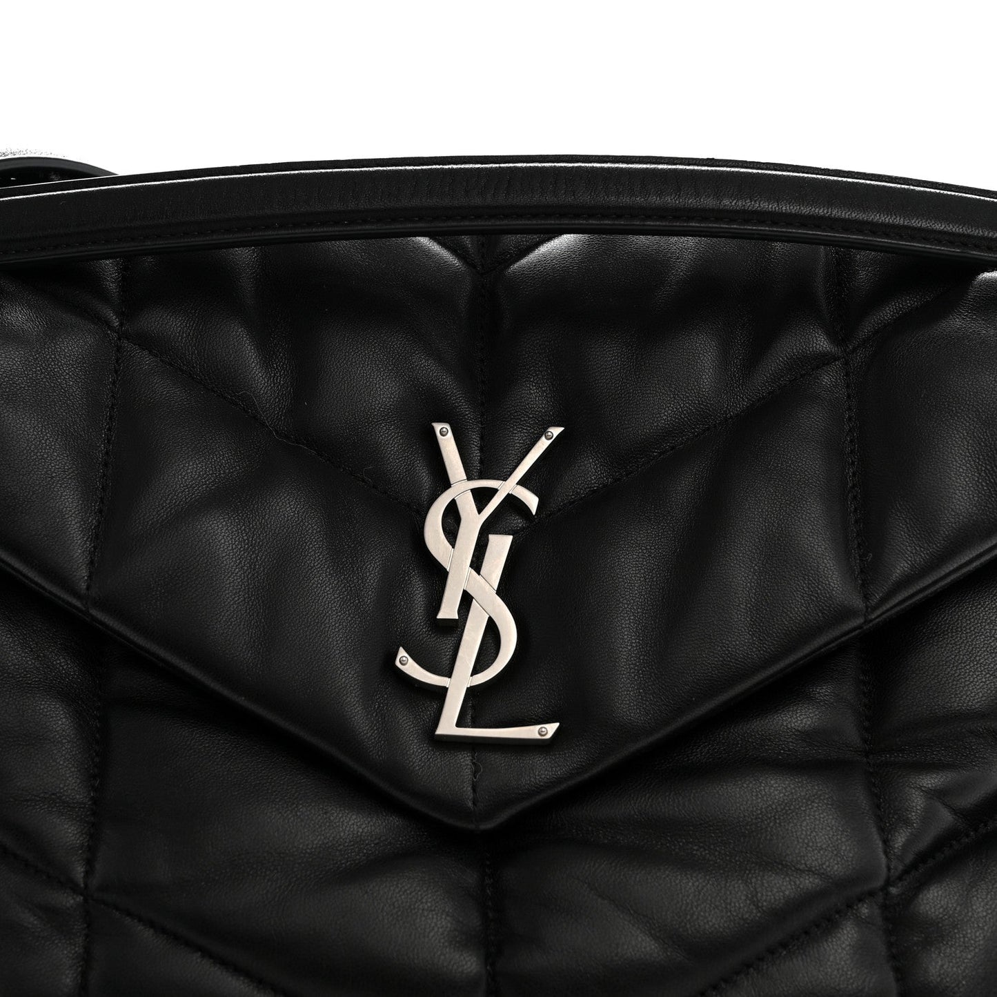 Lambskin Quilted Medium Loulou Puffer Monogram Chain Satchel Black