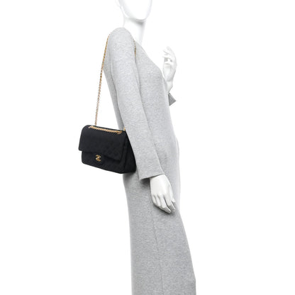 Jersey Quilted Medium Double Flap Black