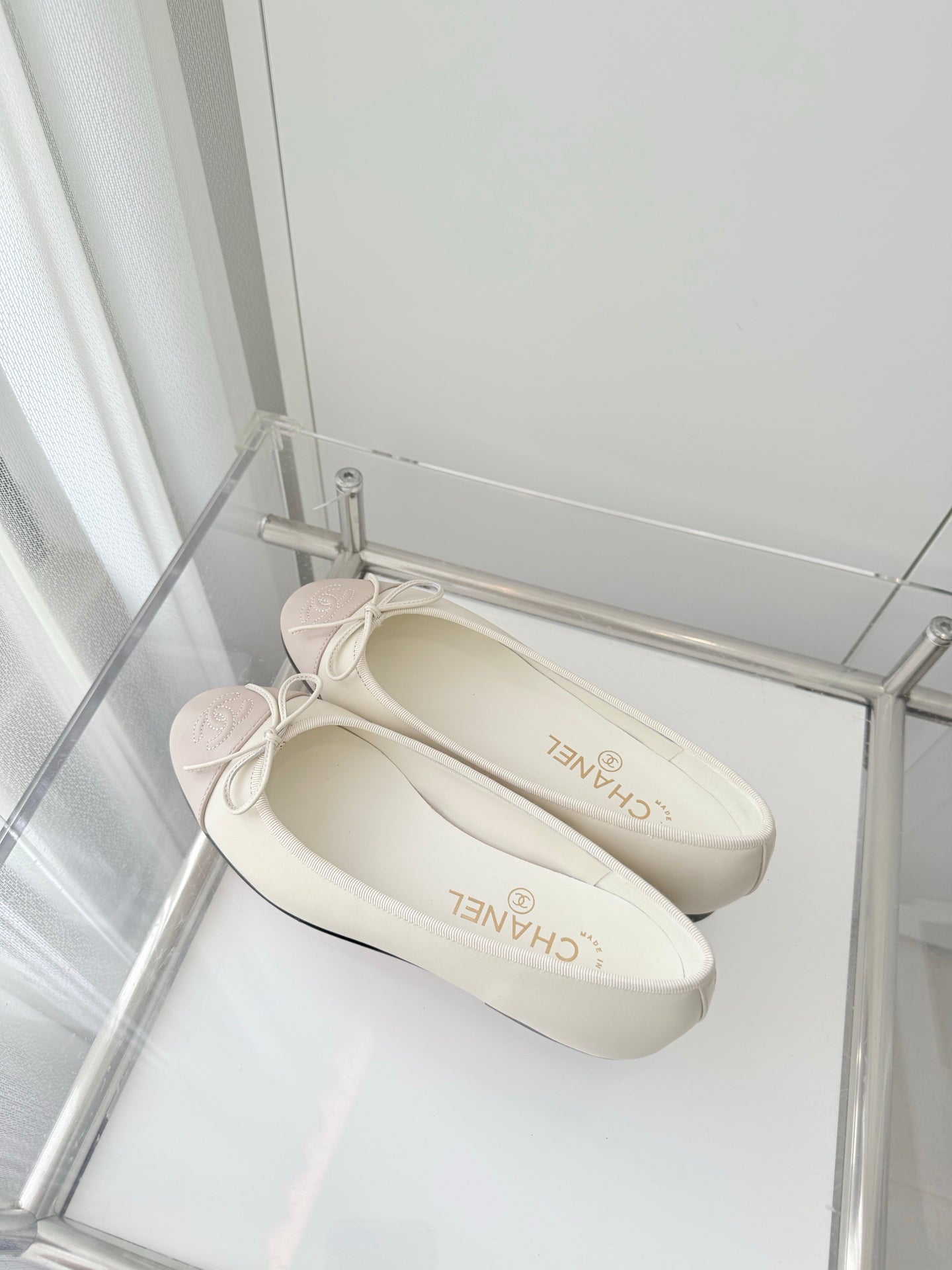 ballet flats white mix pink lambskin 566820