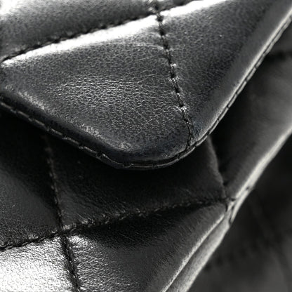 Lambskin Quilted Medium Double Flap Black
