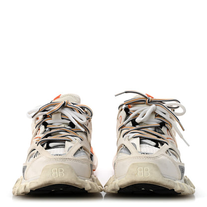 Rubber Mesh Fabric Monocolor Recycled Sole Womens Track Sneakers 35 White Orange