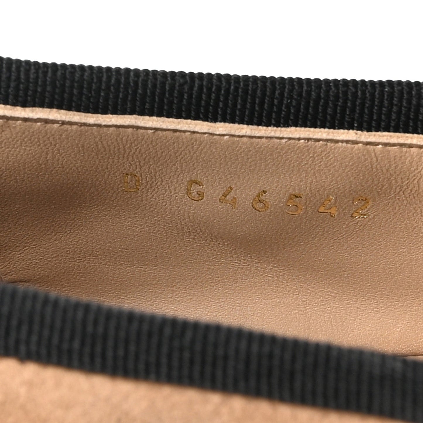 Suede Kidskin Grosgrain Mary Jane Flats 38 Beige Black