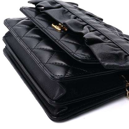 Lambskin Quilted Mini Romance Wallet On Chain WOC Black