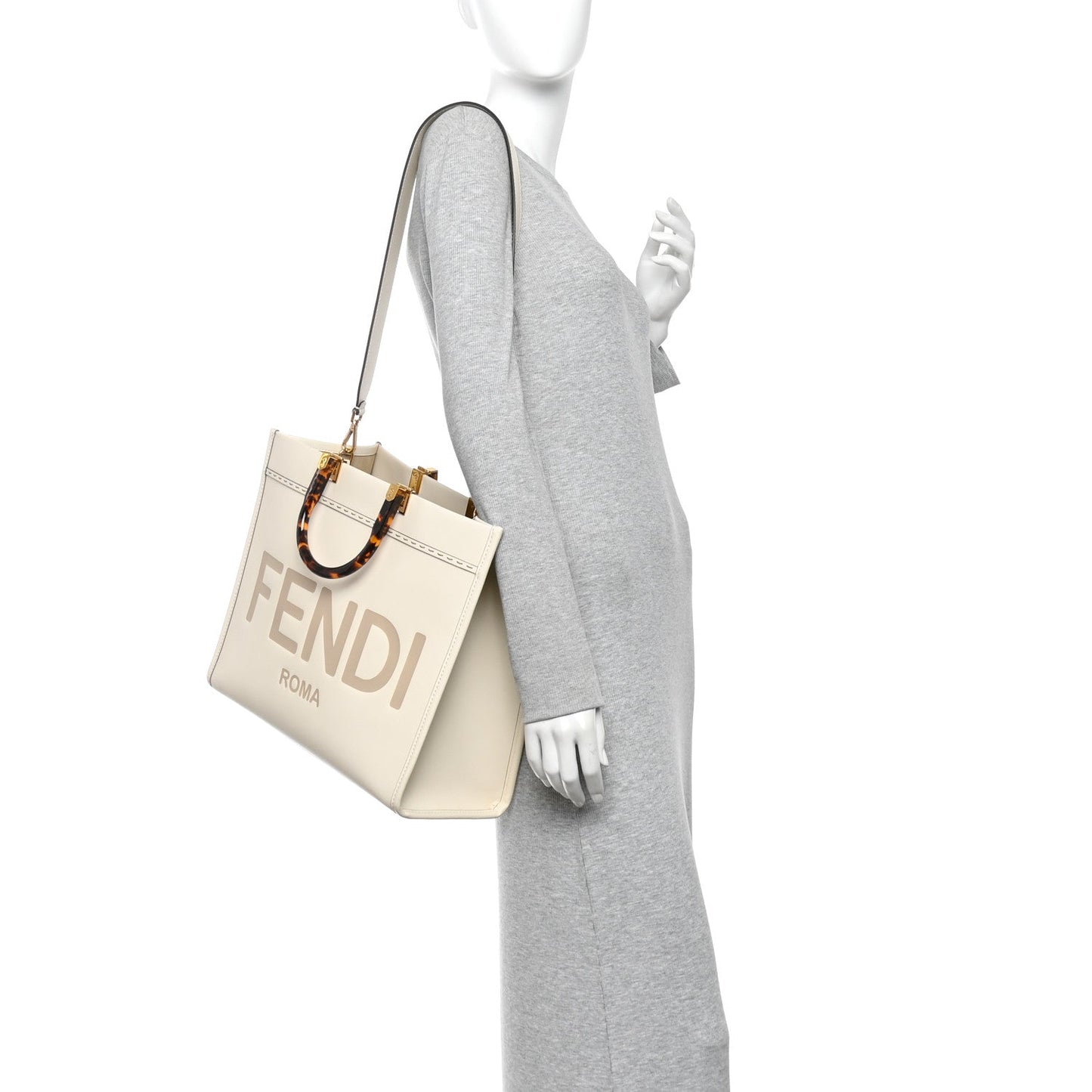 Vitello King Plexiglass Medium Fendi Sunshine Shopper Tote White Ice