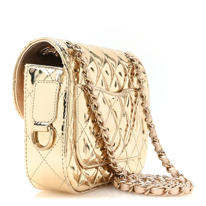 Mirror Calfskin Metallic Calfskin Quilted Hollywood Boulevard Mini Flap With Star Coin Purse Gold