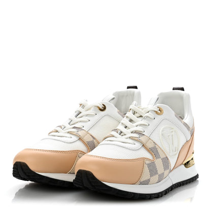 Calfskin Damier Azur Run Away Sneakers 37 White