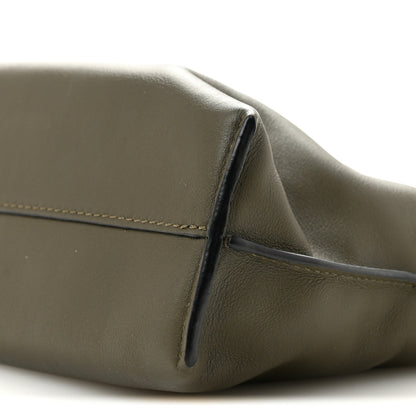 Calfskin Mini Flamenco Knot Clutch Dark Khaki Green