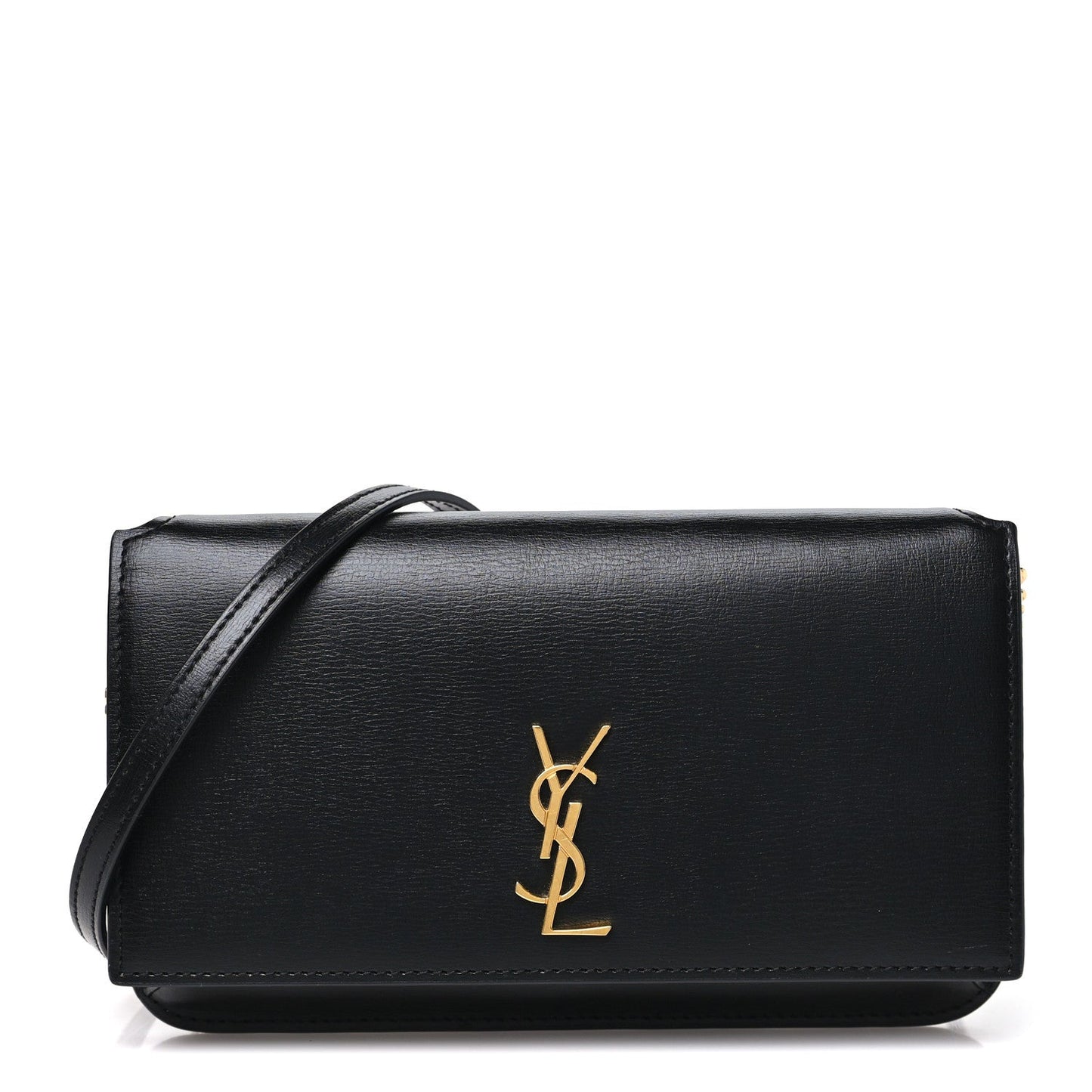 Smooth Calfskin Monogram Phone Holder Crossbody Black