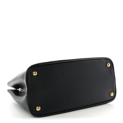 Saffiano Cuir Small Double Bag Black Fuoco