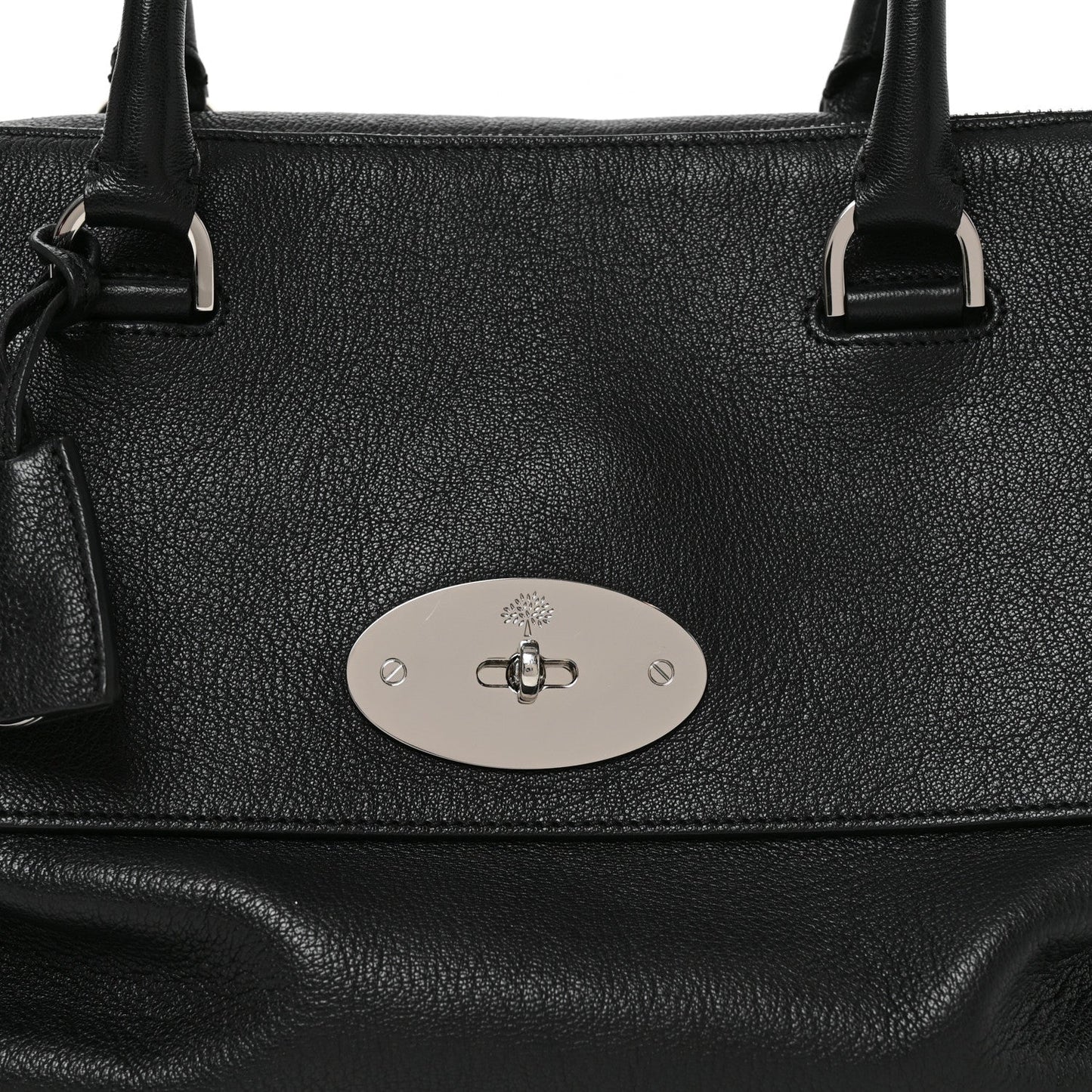 Glossy Goatskin Medium Del Rey Satchel Black
