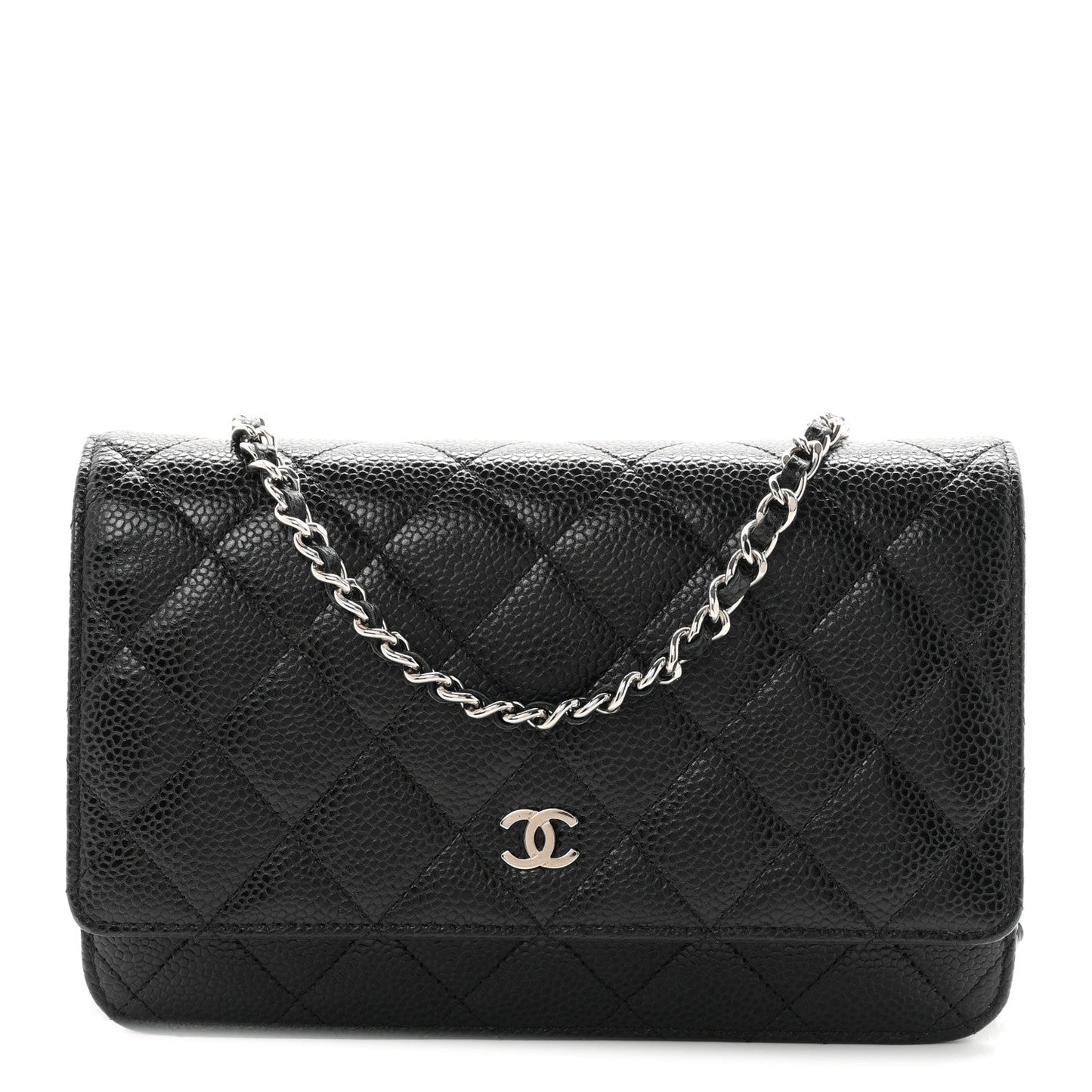 Caviar Quilted Wallet on Chain WOC Black