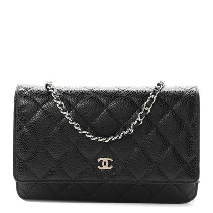 Caviar Quilted Wallet on Chain WOC Black