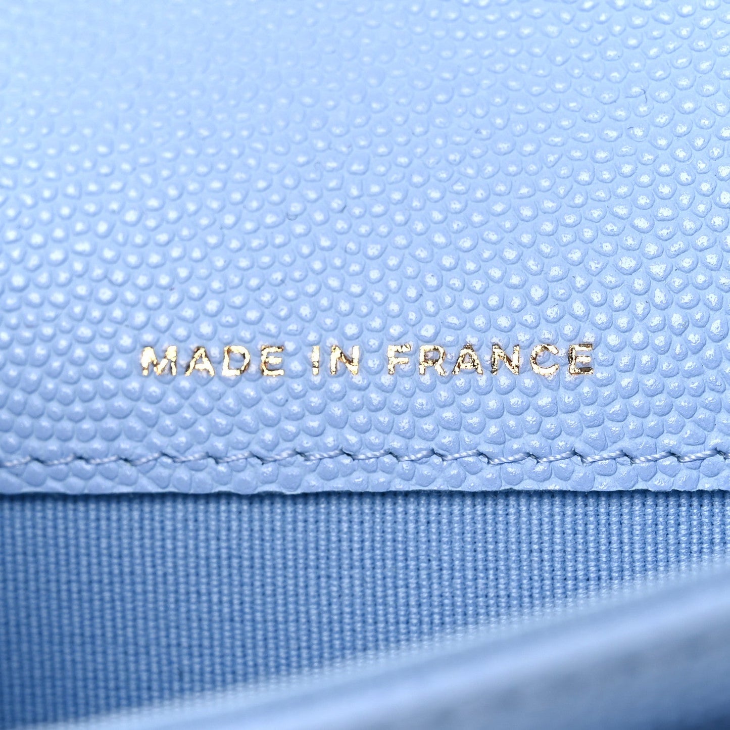 Caviar Quilted Flap Card Holder Wallet Light Blue
