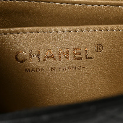 Lambskin Quilted Mini Pearl Crush Flap Black