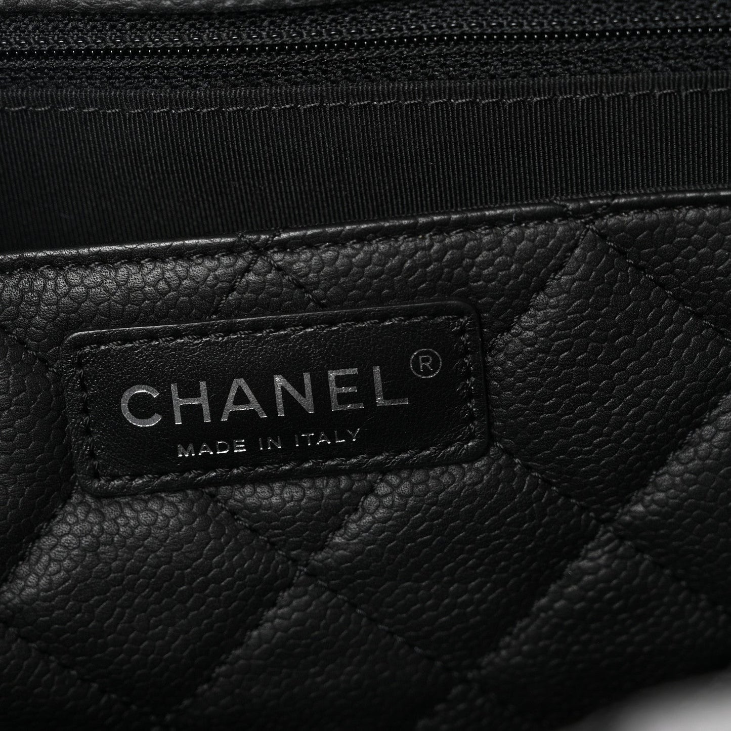 Caviar Quilted Large CC Box Shopping Tote Black