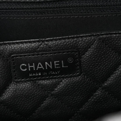 Caviar Quilted Large CC Box Shopping Tote Black