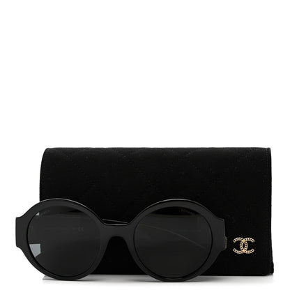 Acetate Round Sunglasses 5410-A Black