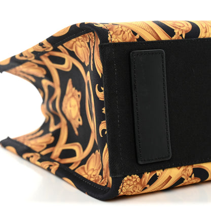 Canvas Baroque Print Medusa Small Tote Black
